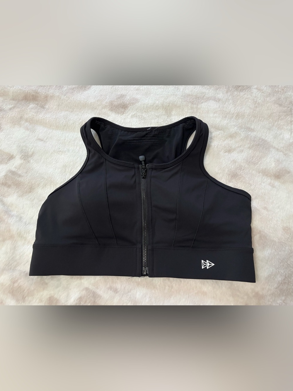 Yvette Front-Zip High-Impact Black Sports Bra Size M